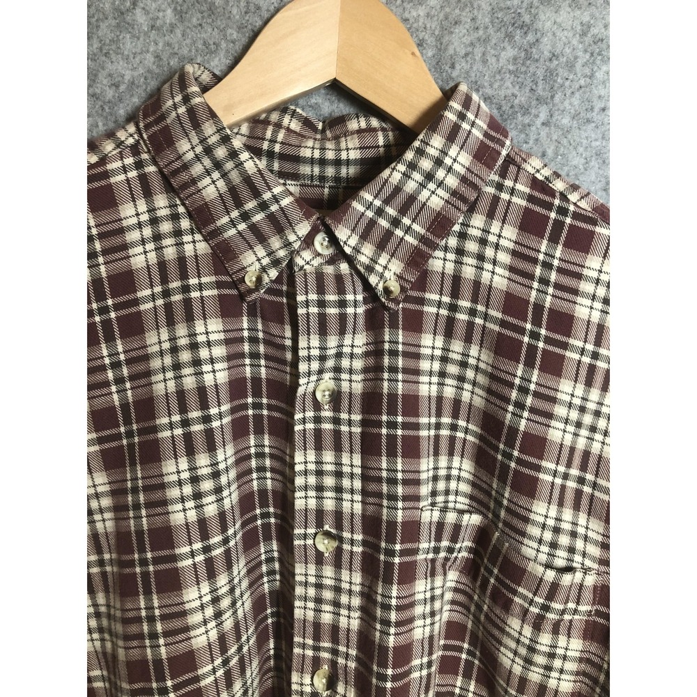 L.L.Bean Shirt Mens XLT Brown Plaid Flannel Button Down Long Sleeve Casual
